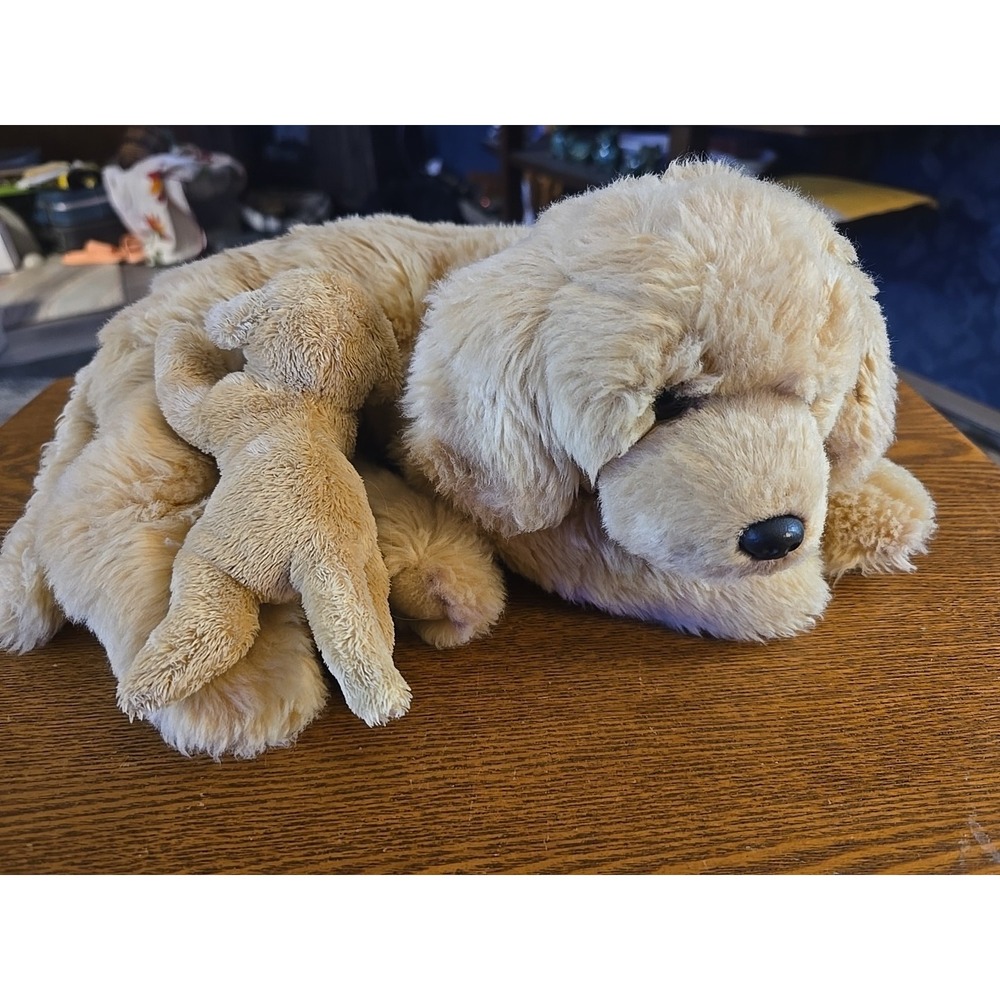 DEMDACO PLUSH  REALISTIC GOLDEN‎ RETRIEVER  With PUPPY DOG